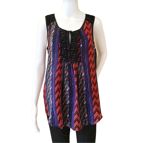 Meadow rue Aztec tank top scoop neck multicolor size M - Picture 1 of 4